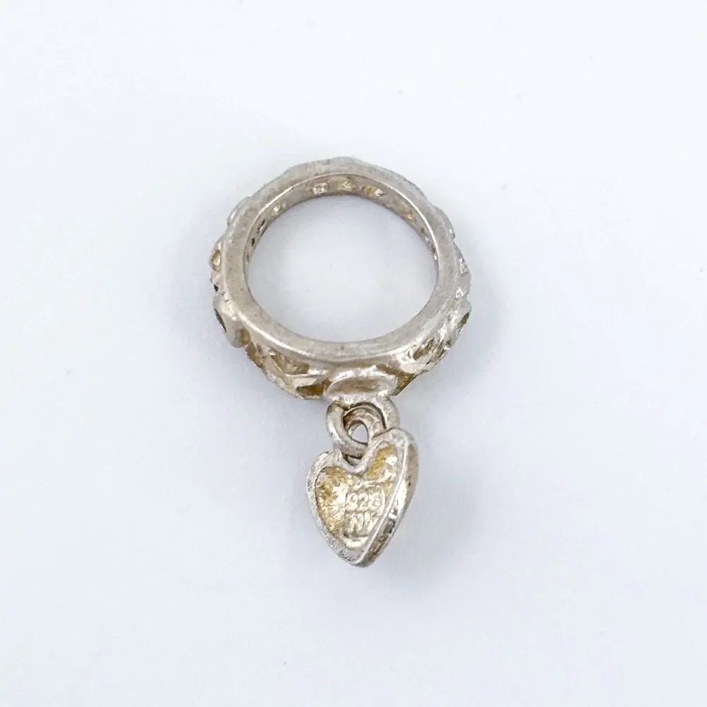 Vintage Sterling Silver 925 Heart Dangle Bracelet Charm